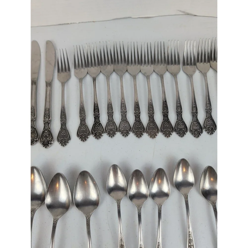 Vintage NORMANDY Stainless Flatware Japan Floral Roses Replacements - 30Pcs
